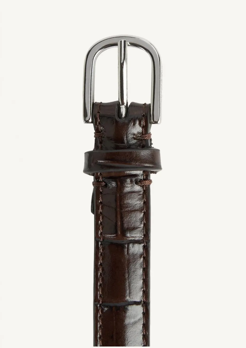 Crocodile-Effect Leather Belt