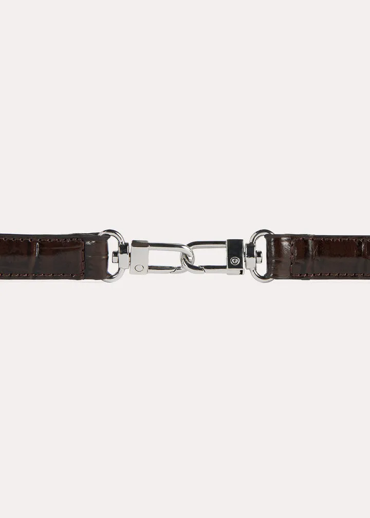 Crocodile-Effect Leather Belt