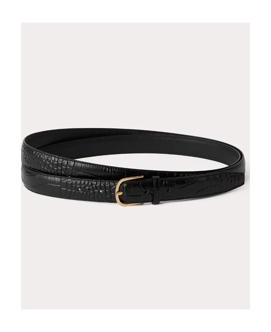 Crocodile-Effect Wrap Leather Belt