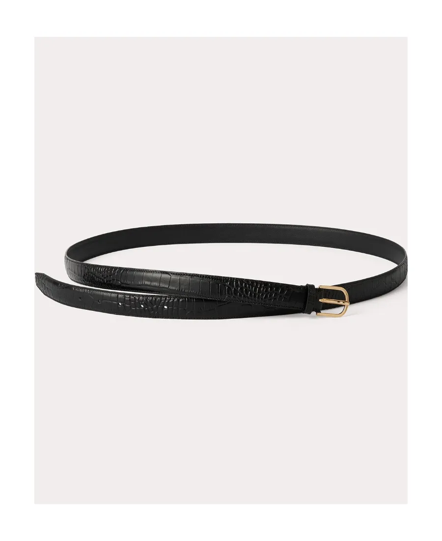 Crocodile-Effect Wrap Leather Belt