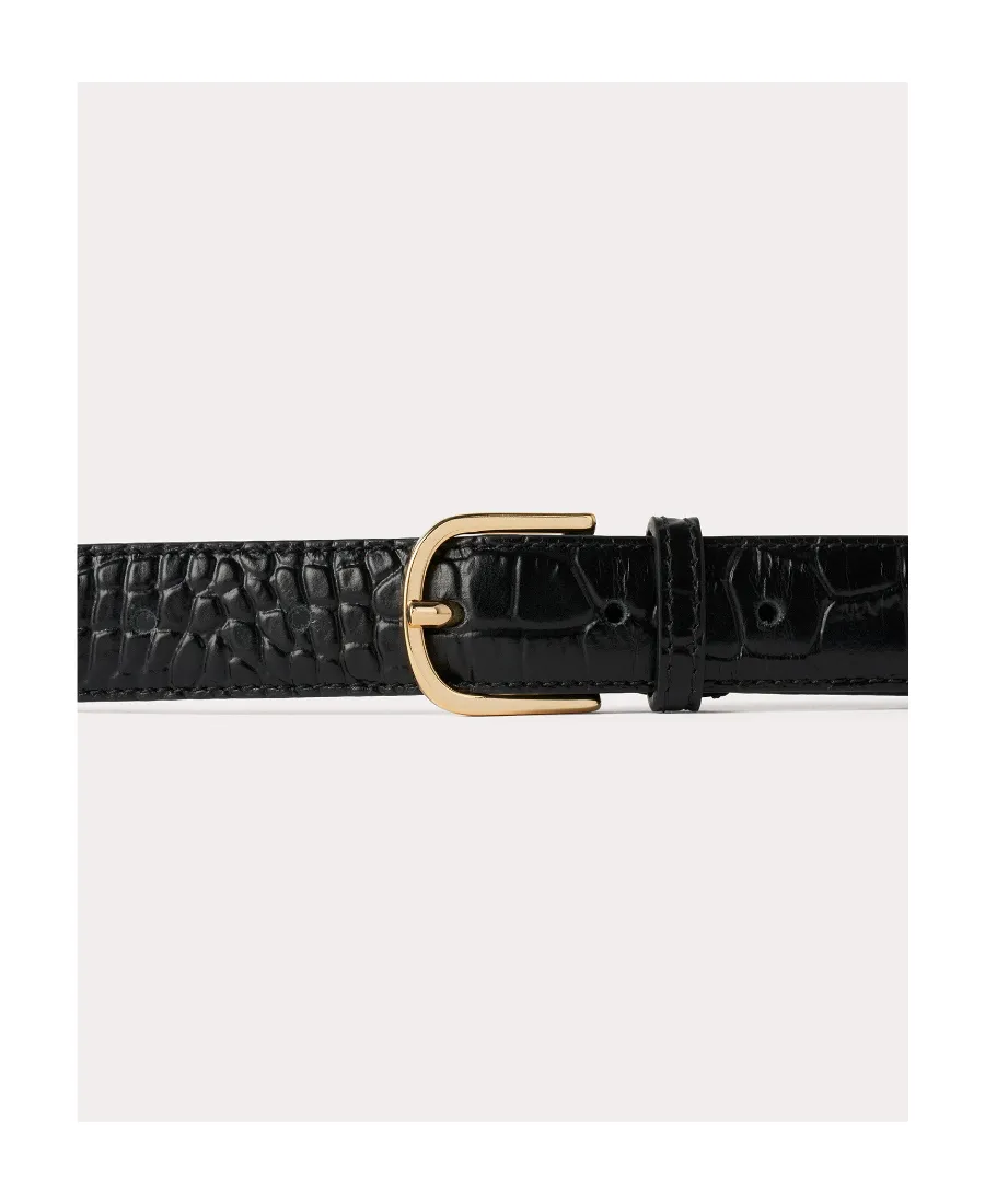 Crocodile-Effect Wrap Leather Belt