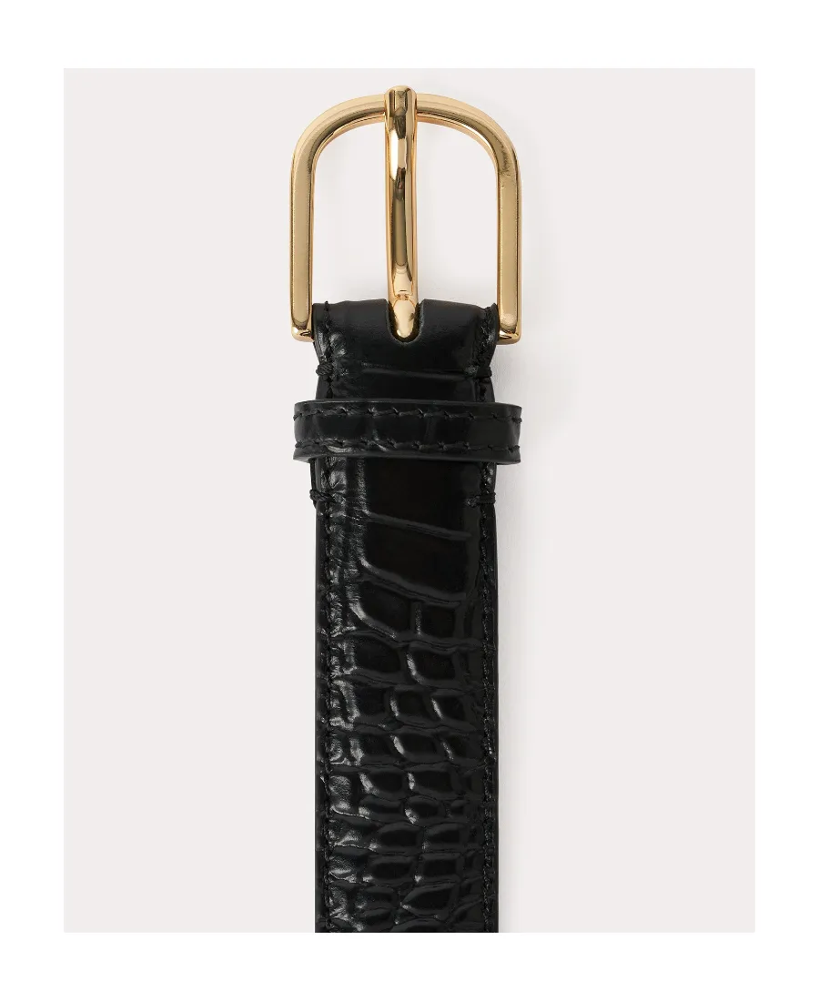 Crocodile-Effect Wrap Leather Belt