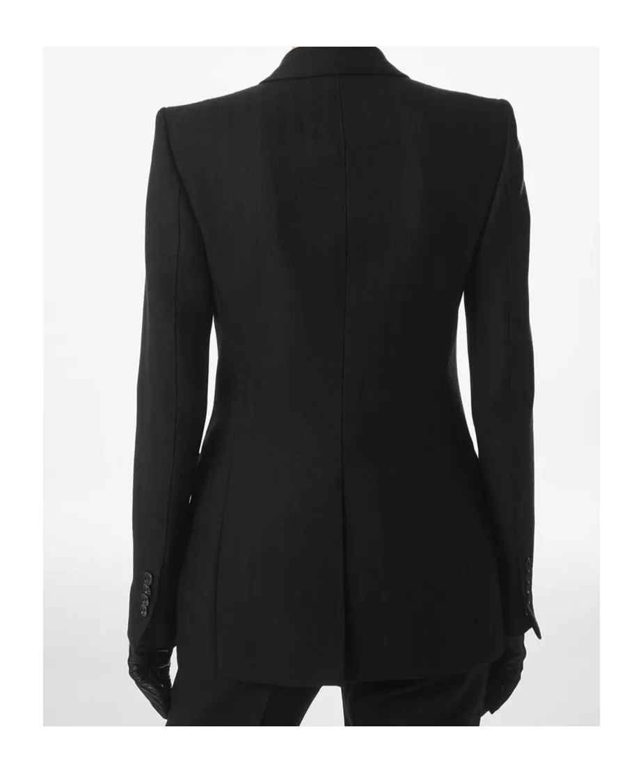 Sharp Herringbone Double Breasted Jacket