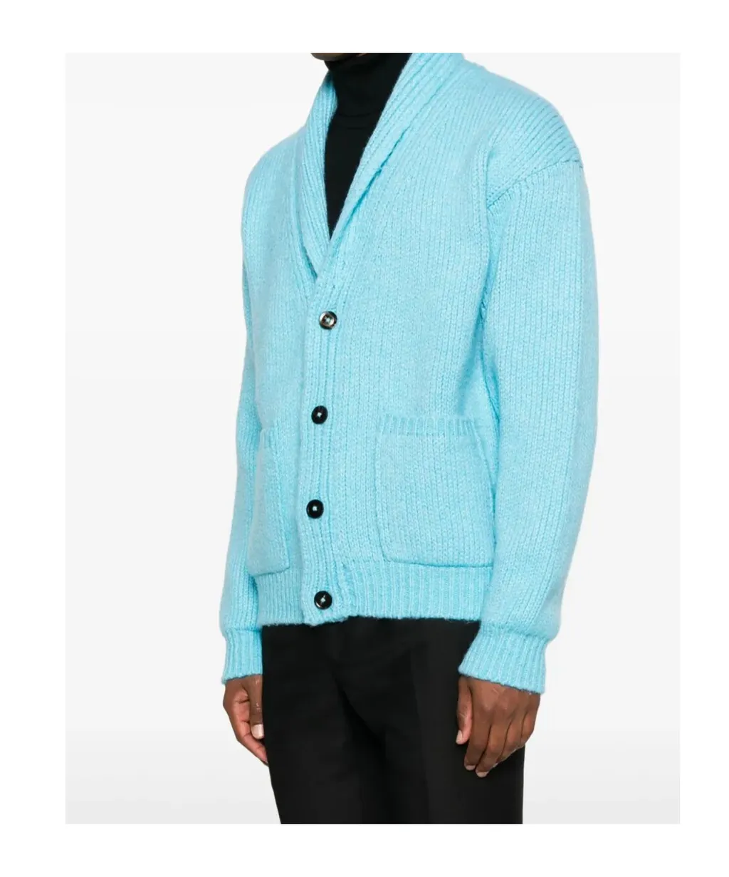 Shawl-Collar Buttoned Cardigan
