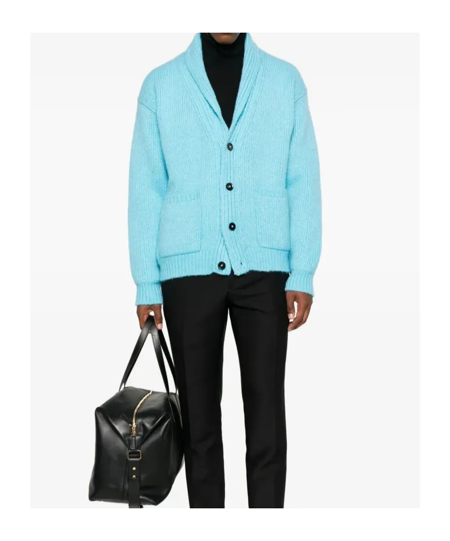 Shawl-Collar Buttoned Cardigan