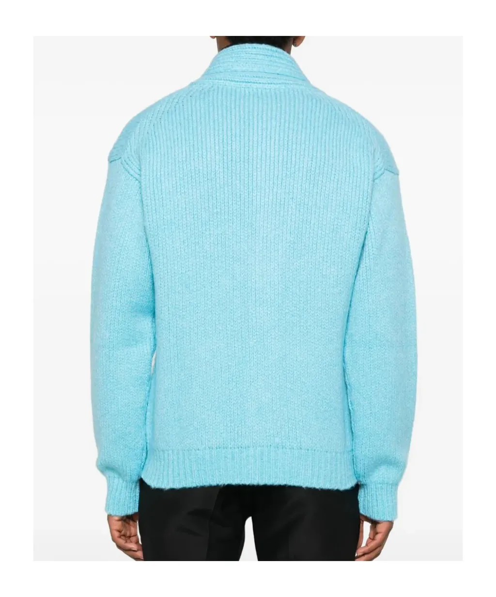 Shawl-Collar Buttoned Cardigan