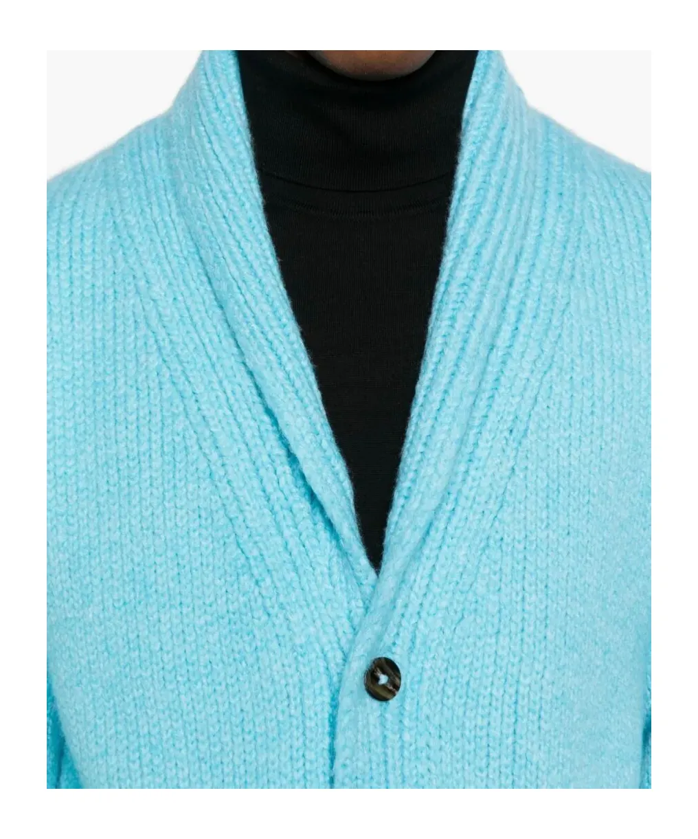 Shawl-Collar Buttoned Cardigan