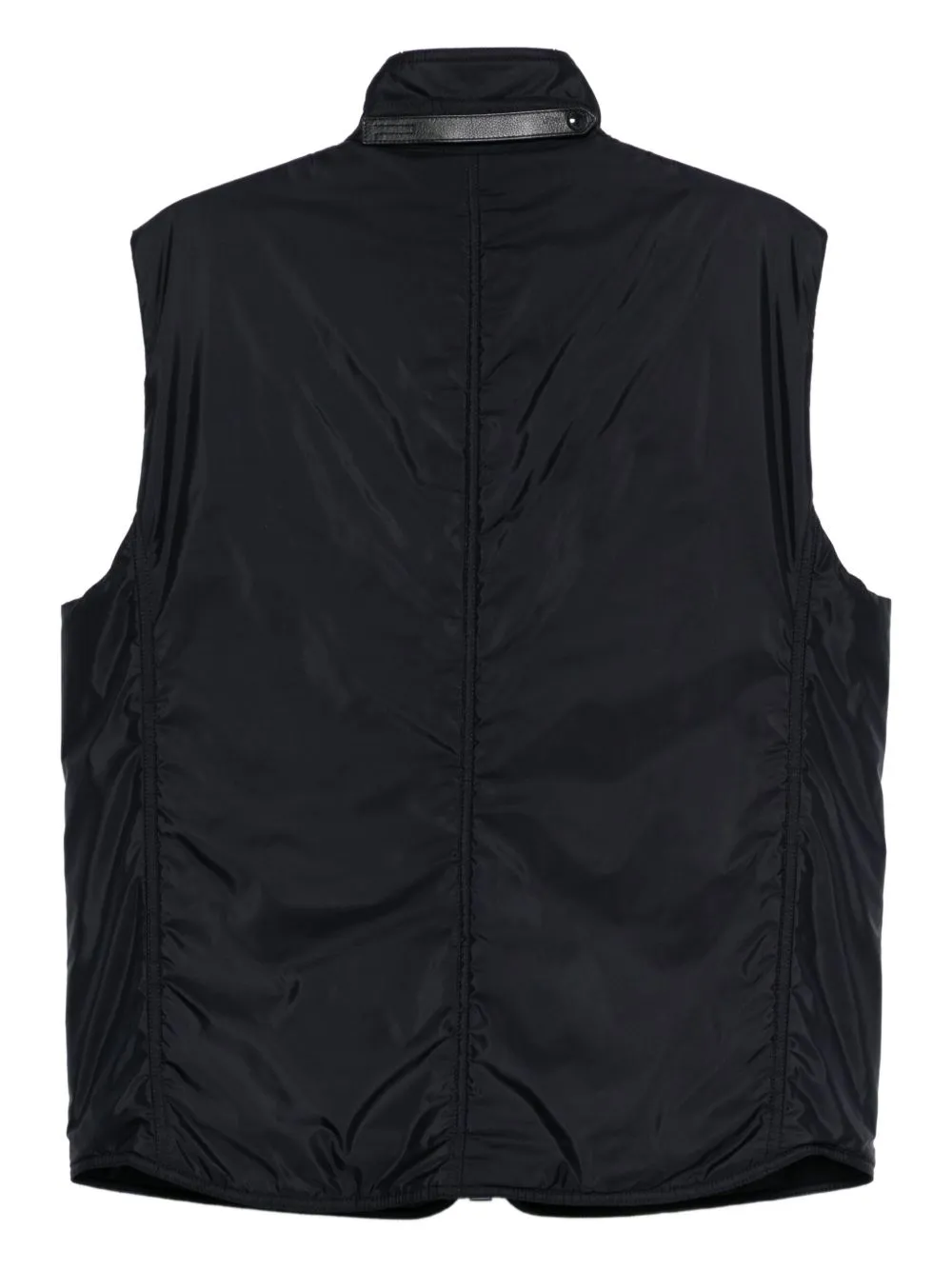 Leather-Trimmed Zip-Front Vest