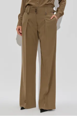 Pleated Button-Fastening Trousers