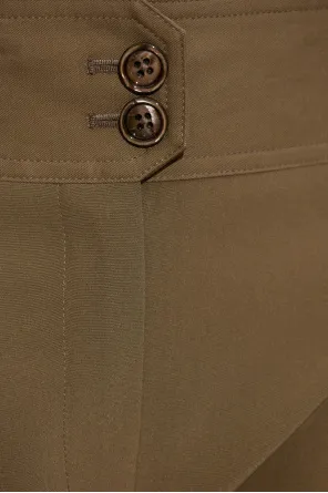 Pleated Button-Fastening Trousers