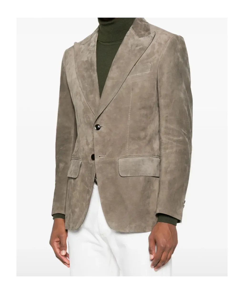 Single-Breasted Suede Blazer
