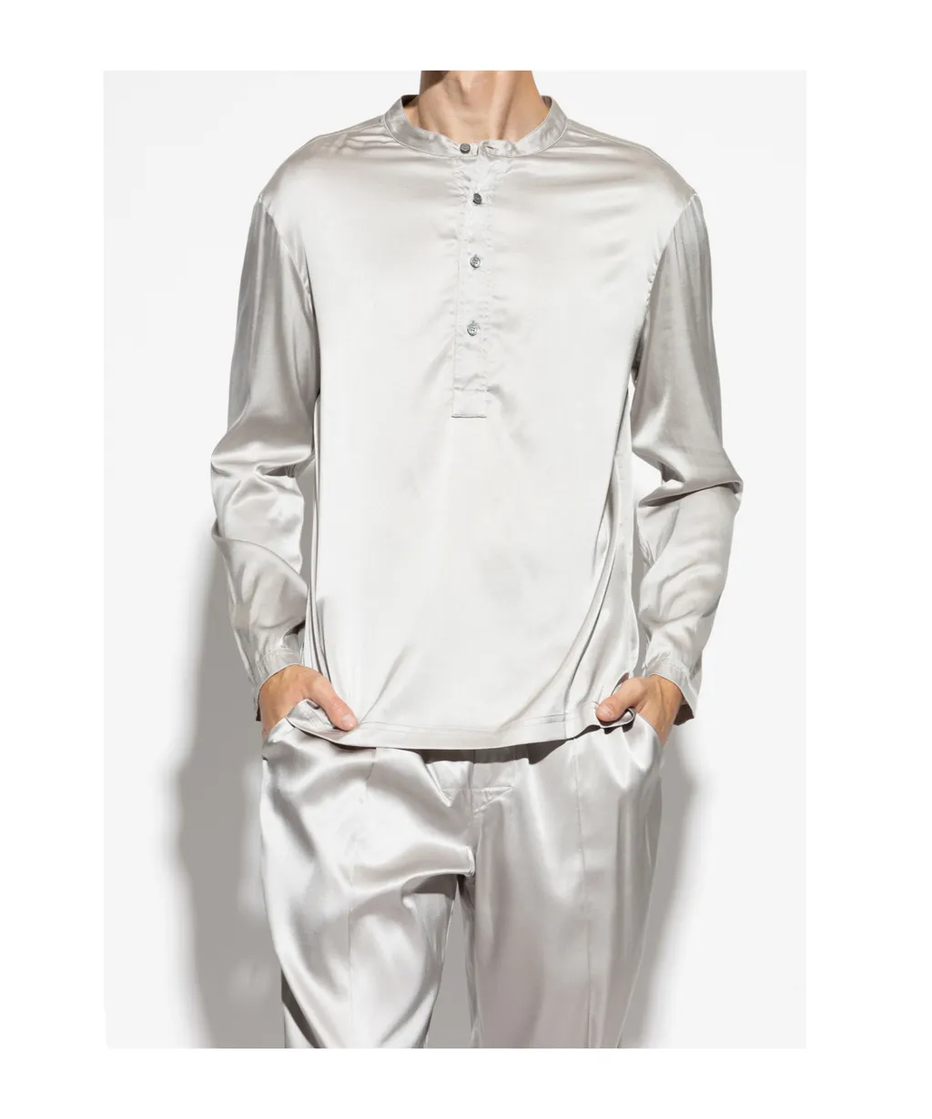 Silk-Blend Pajama Shirt
