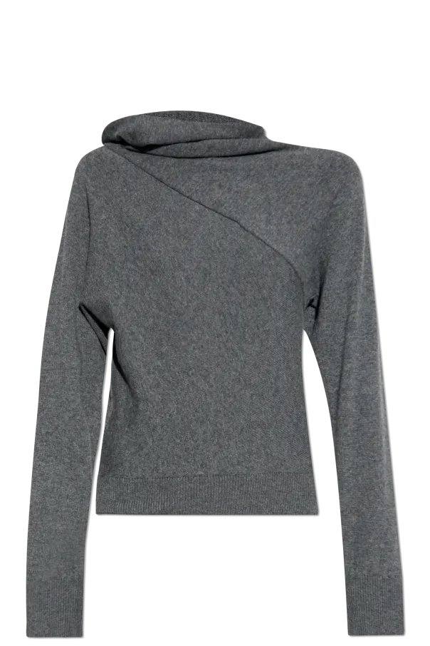 Wrap Collar Knitted Jumper