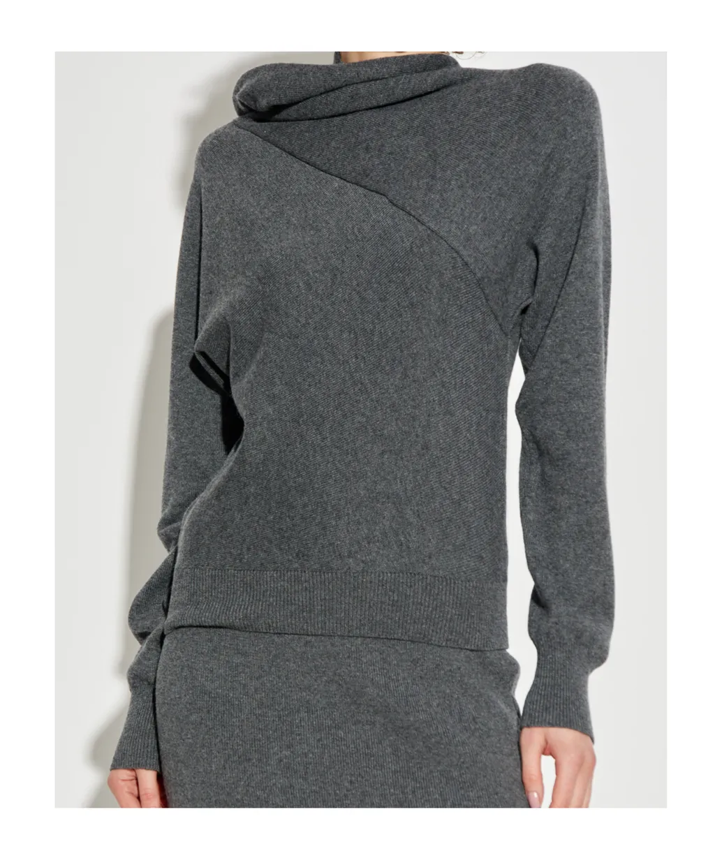 Wrap Collar Knitted Jumper