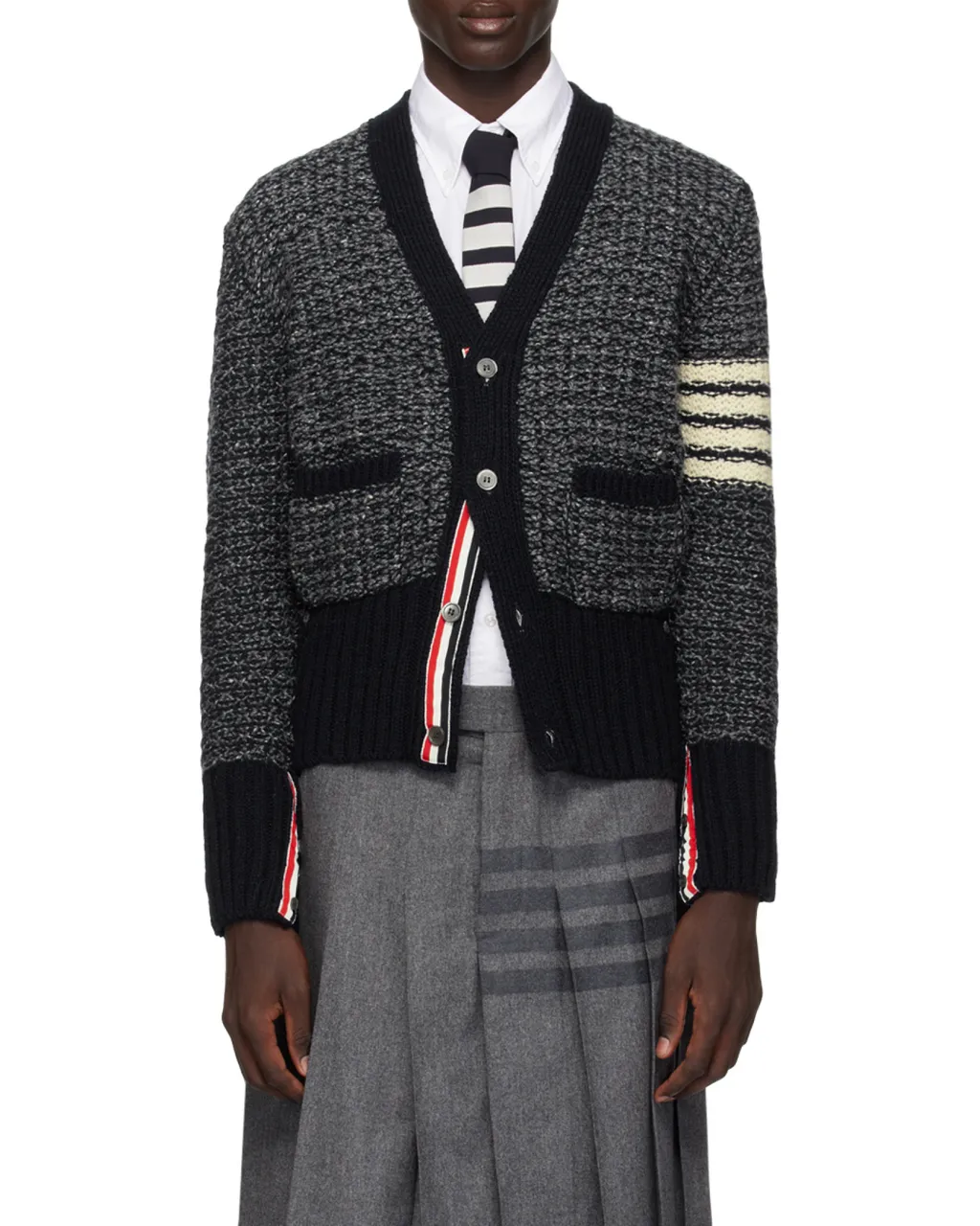 4-Bar MÉLange-Effect Button-Up Cardigan