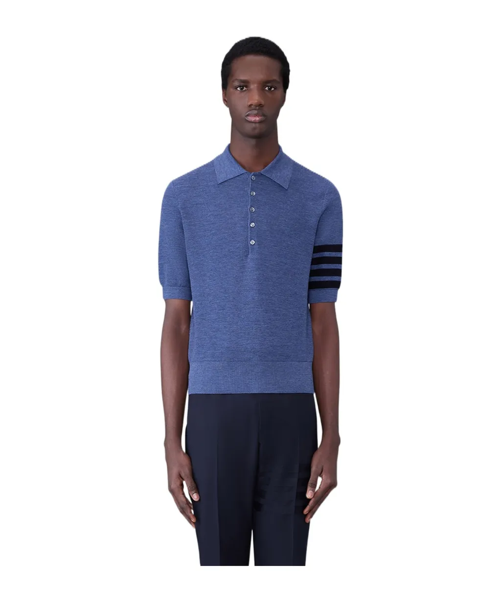 Stripe-Detail Short-Sleeved Polo Shirt