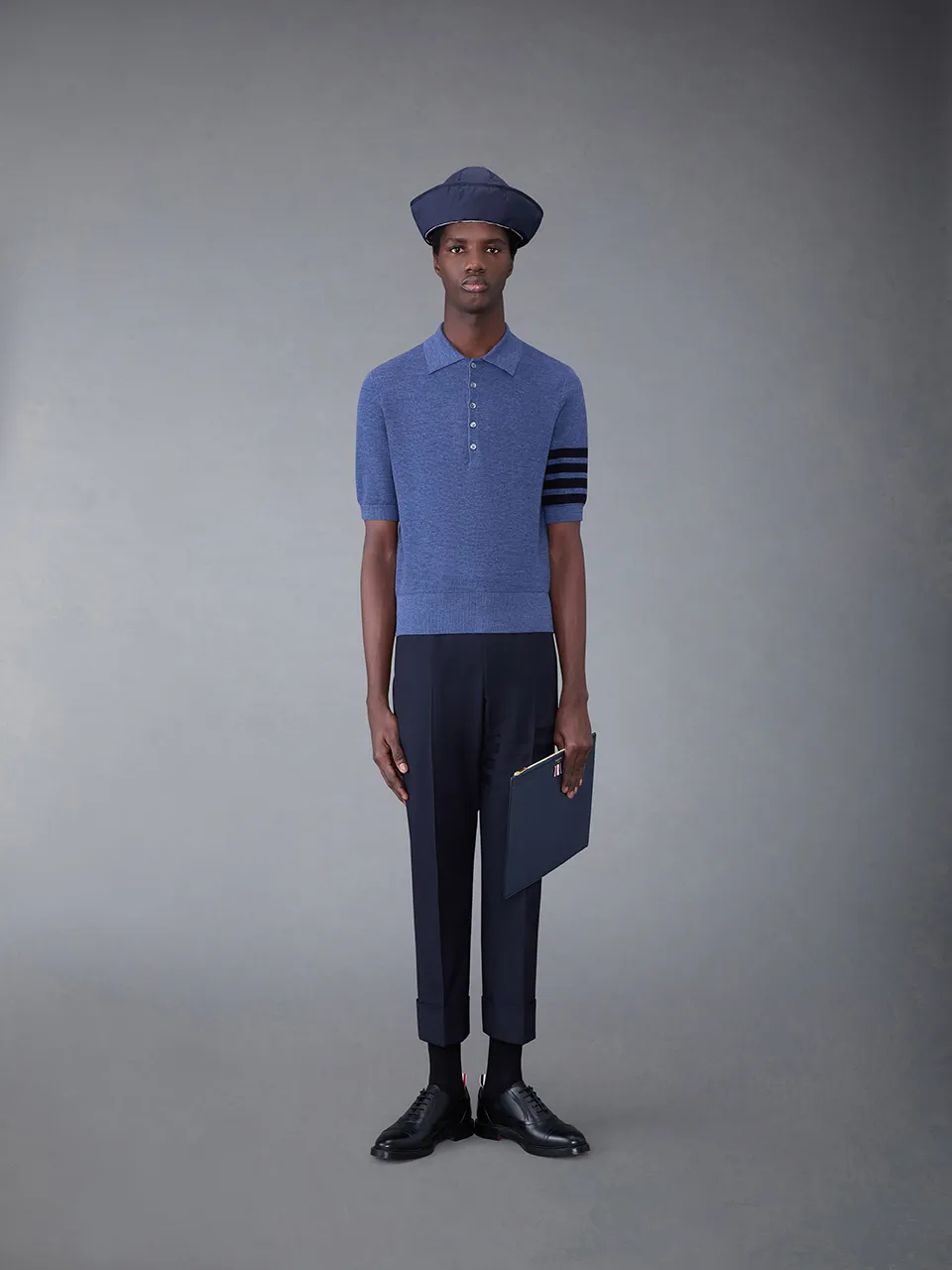 Stripe-Detail Short-Sleeved Polo Shirt
