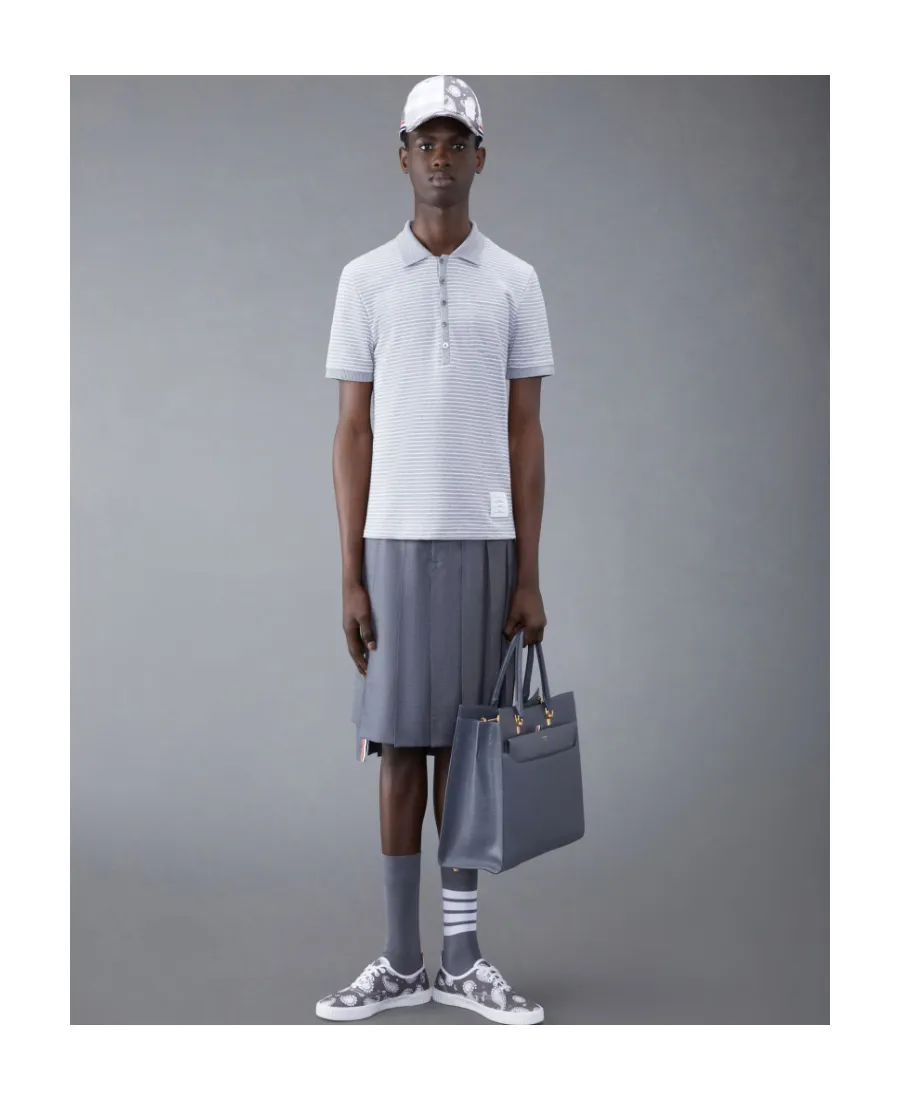 Striped Logo Patch Short-Sleeved Polo Shirt