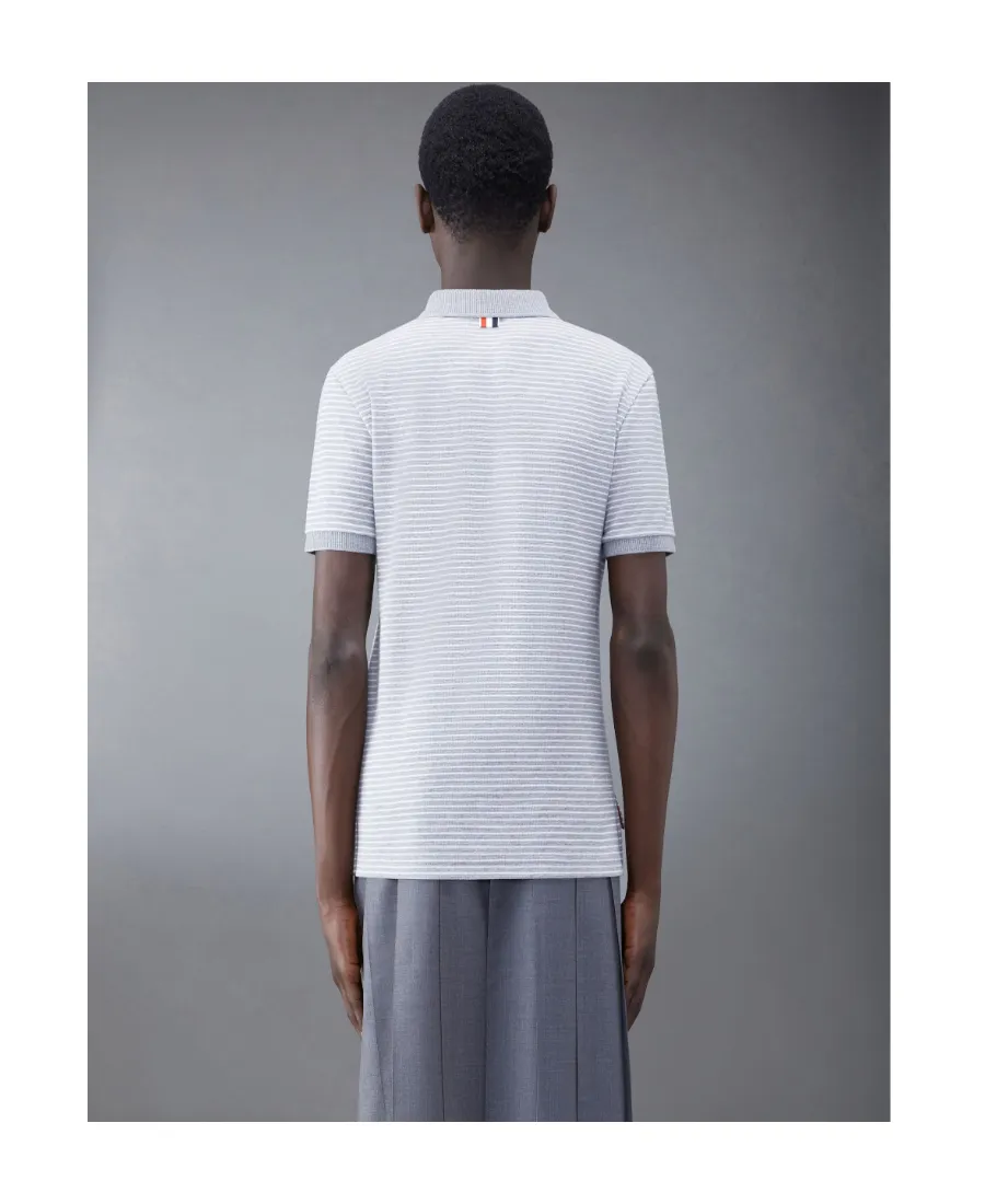 Striped Logo Patch Short-Sleeved Polo Shirt