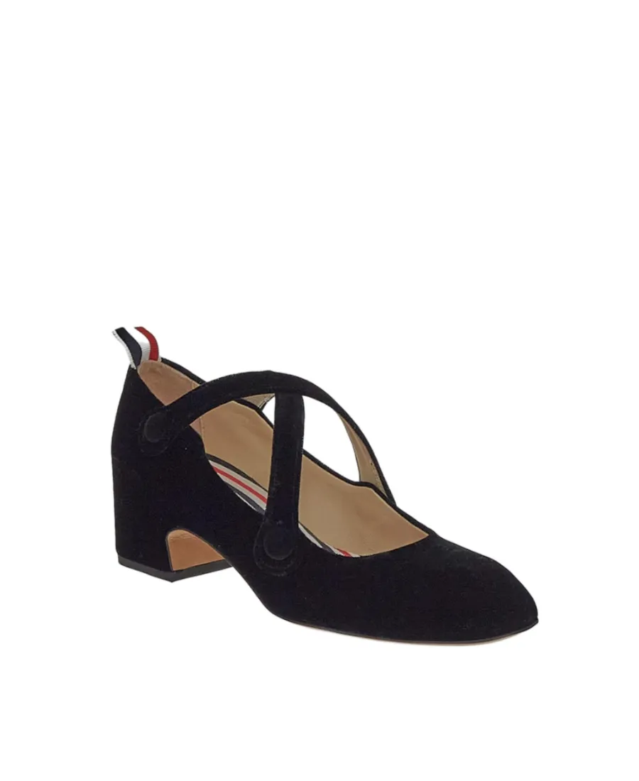 Criss Cross Straps Velvet Pumps