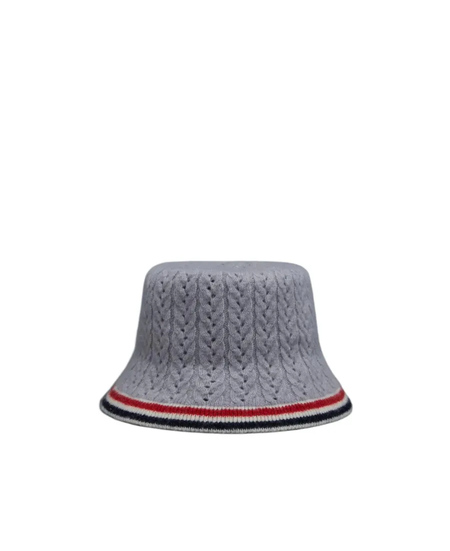 Cable-Pointelle Knitted Bucket Hat