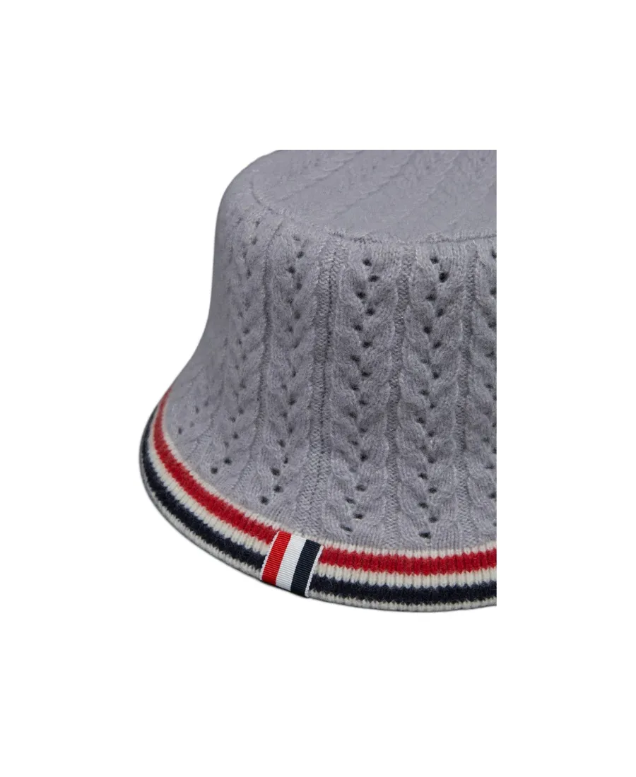 Cable-Pointelle Knitted Bucket Hat
