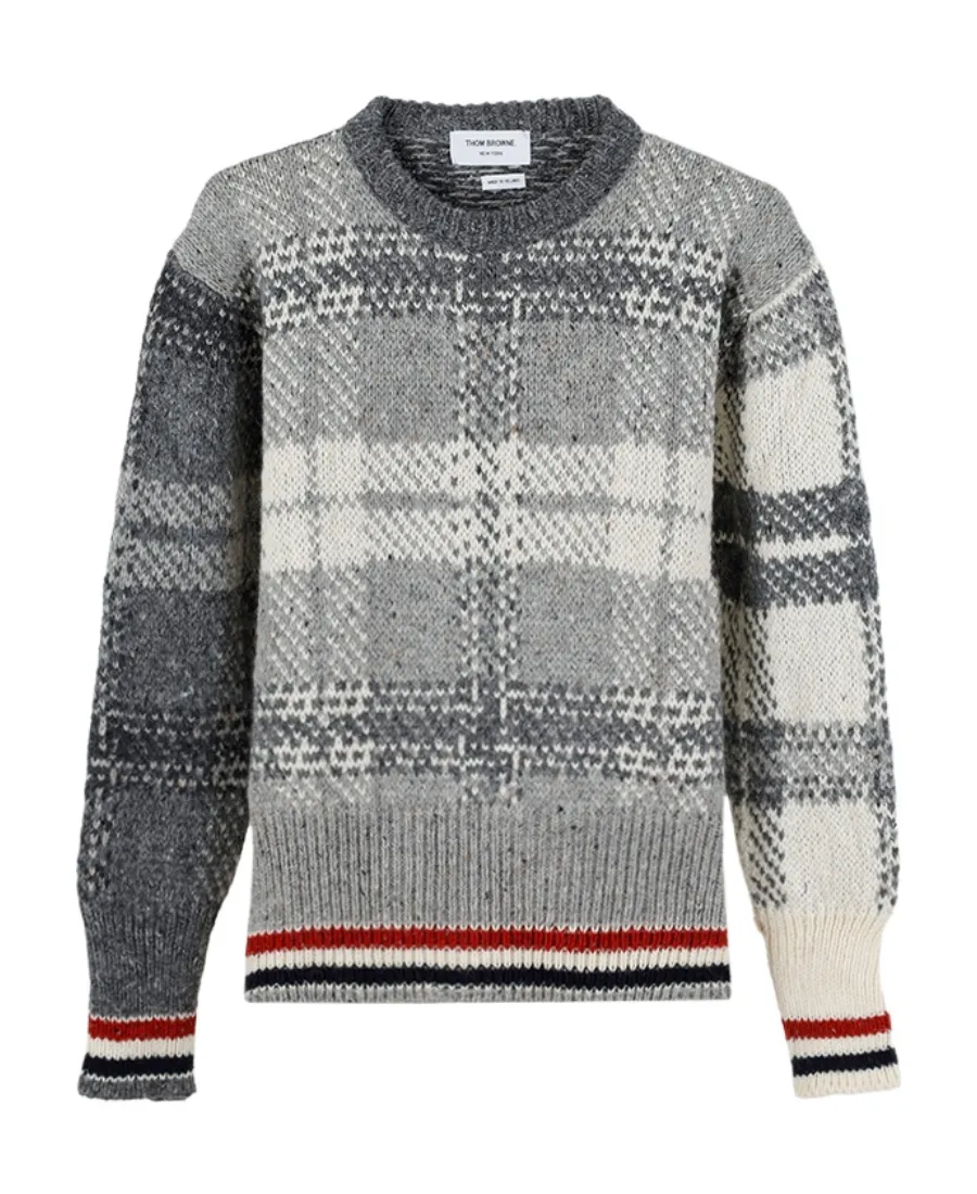 Tartan Printed Ribbed Pullover