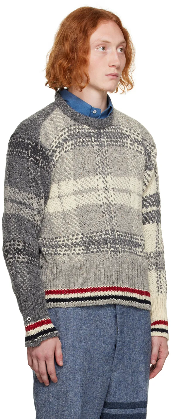 Tartan Printed Ribbed Pullover