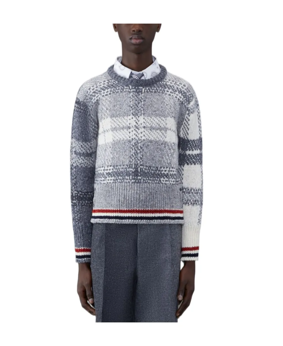 Tartan Printed Ribbed Pullover