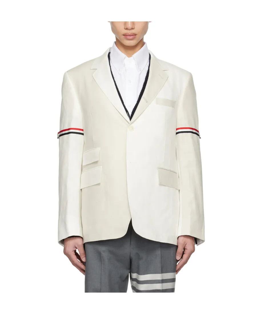 Rwb Stripe Single-Breasted Linen Blazer
