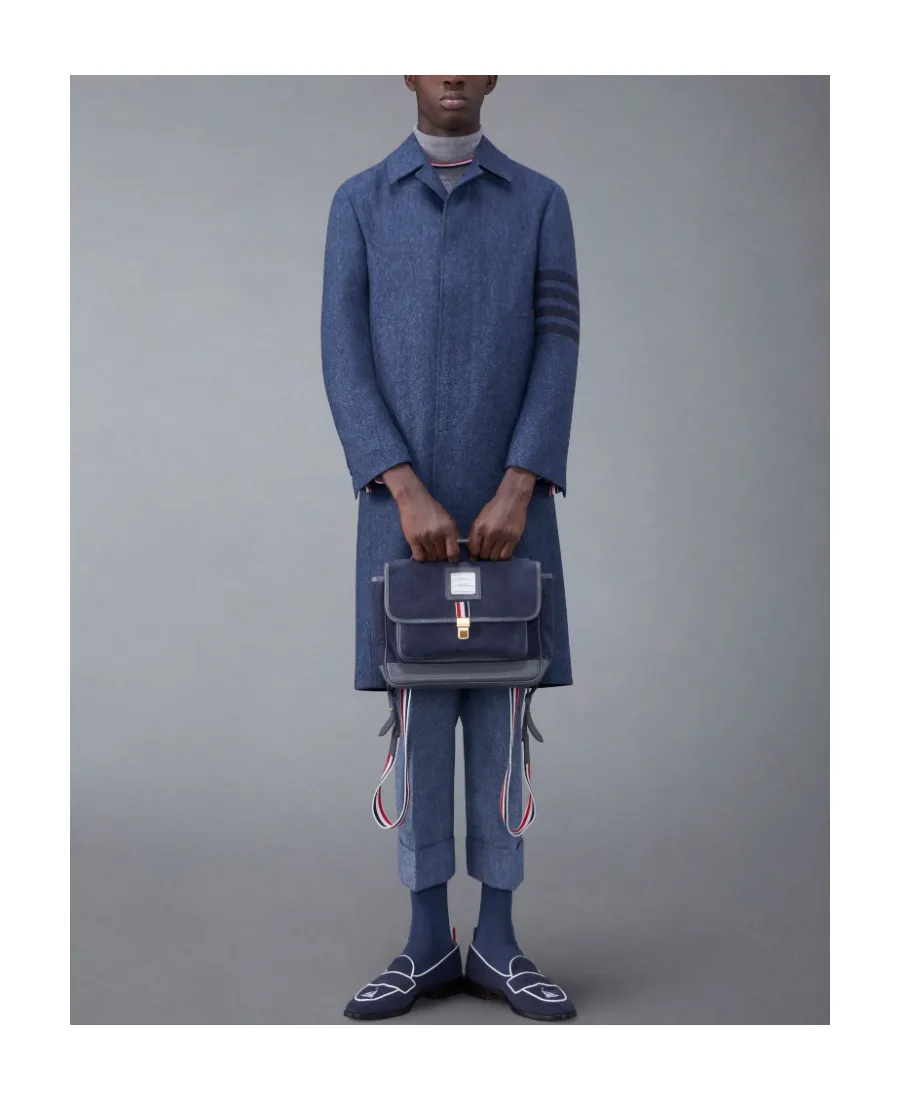 Stripe-Detailed Concealed Fastened Coat