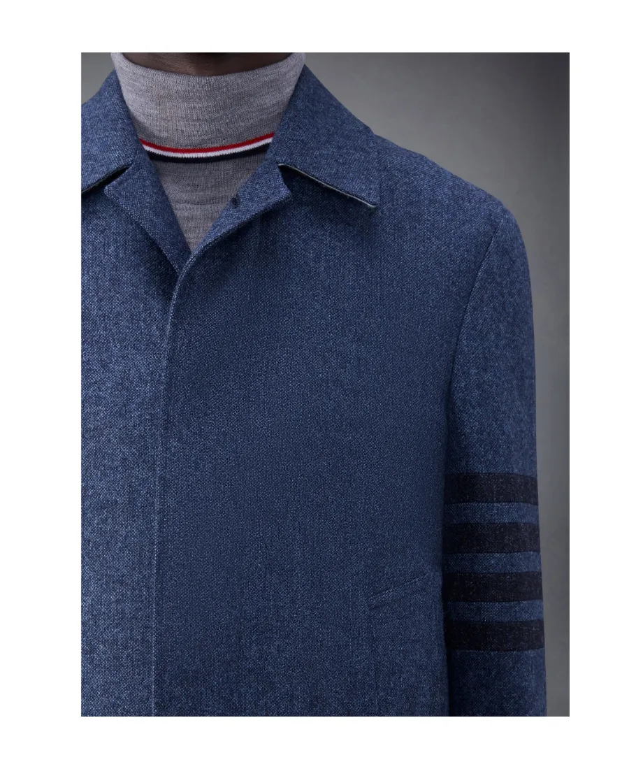 Stripe-Detailed Concealed Fastened Coat