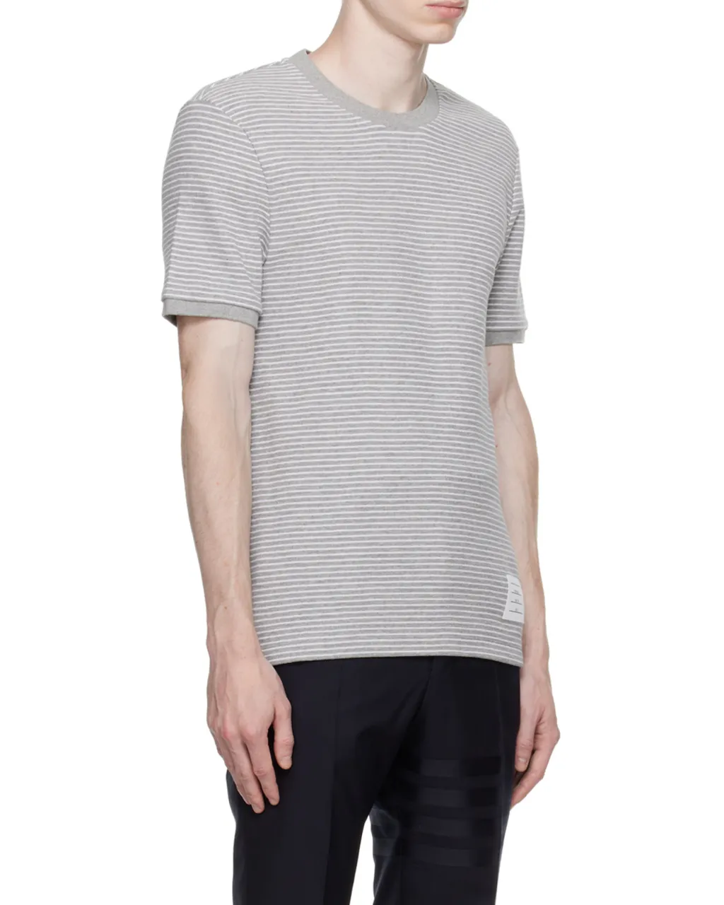 Pinstripe Pattern Crewneck T-Shirt