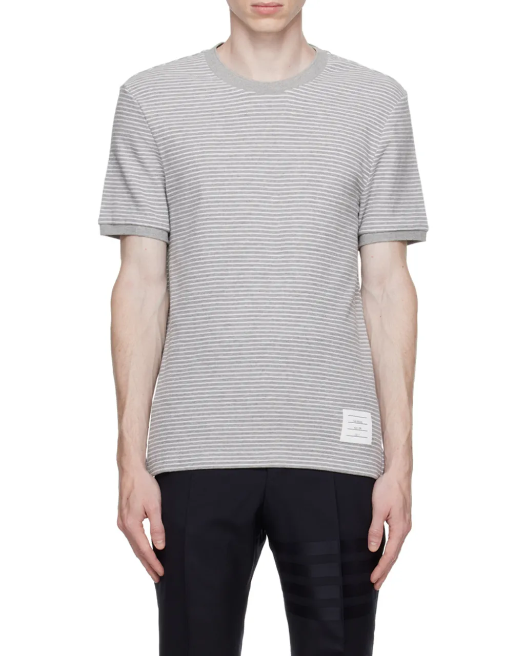 Pinstripe Pattern Crewneck T-Shirt