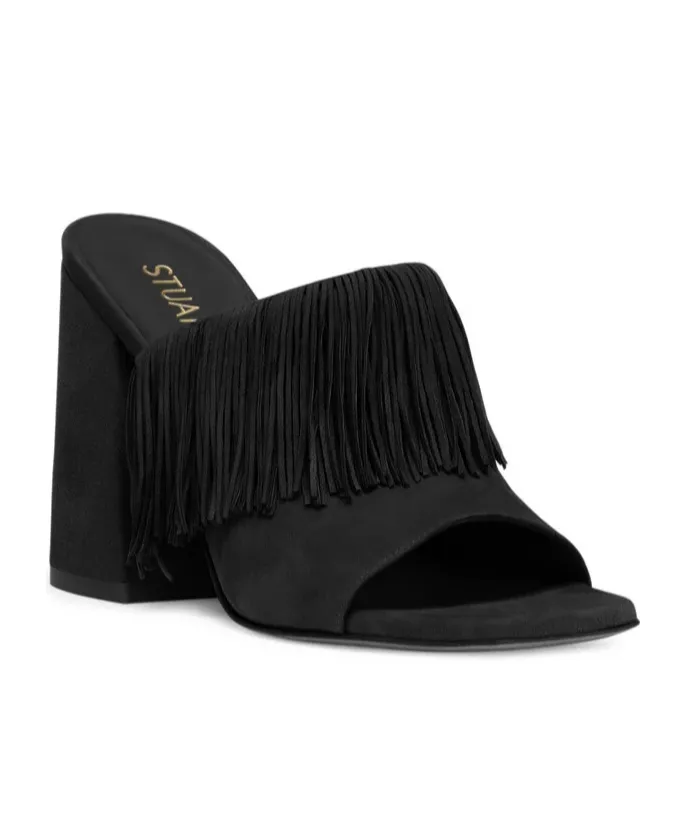 Tia Fringe Suede Mules