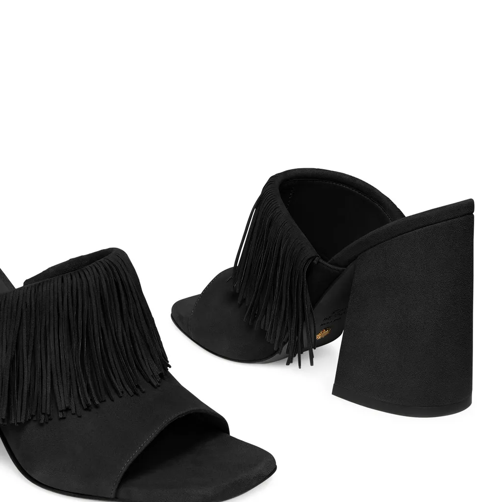 Tia Fringe Suede Mules