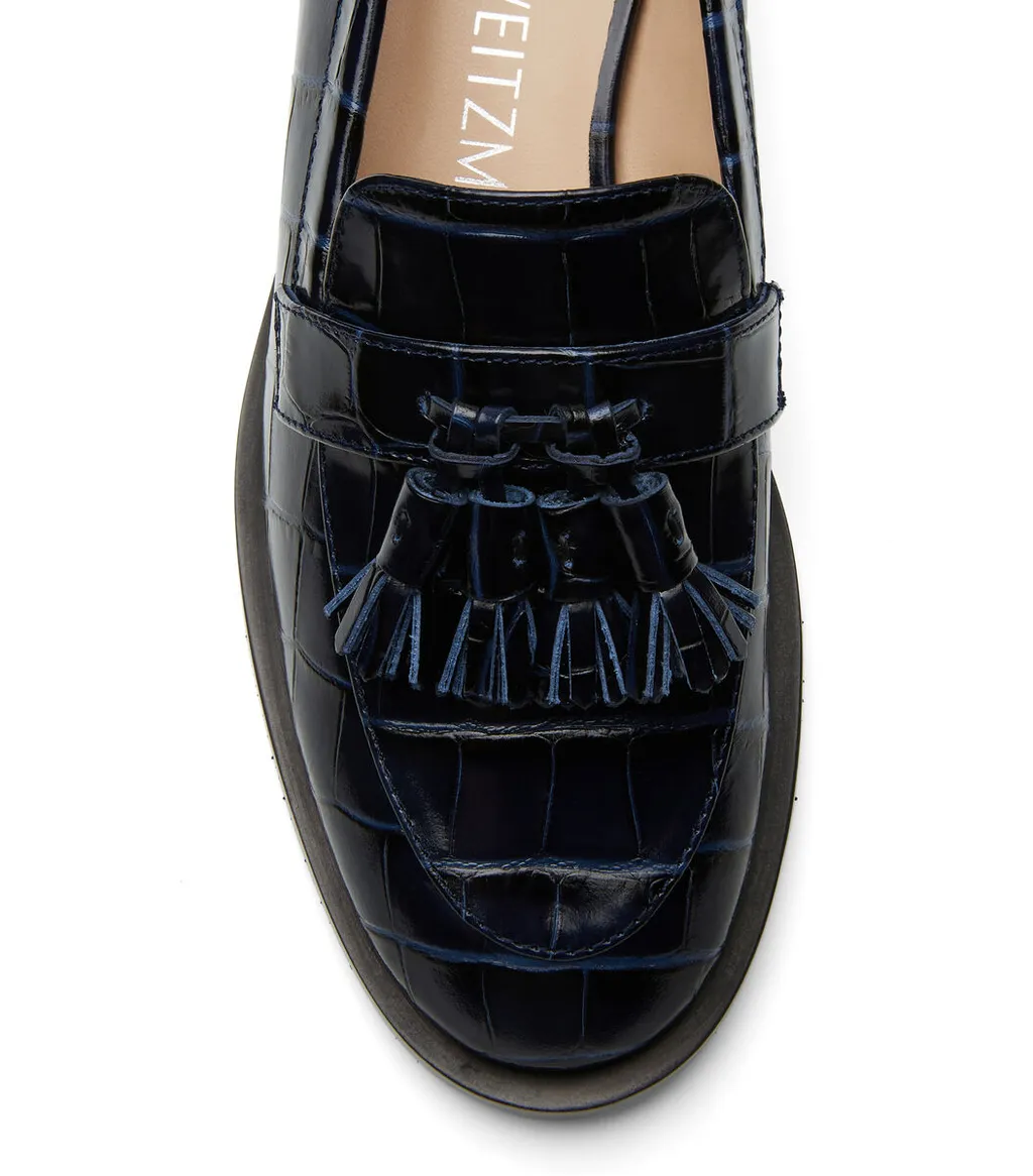 Crocodile-Effect Tasseled Loafers