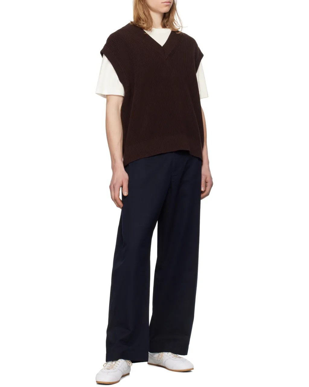 Slim-Fit Curved Leg Trousers