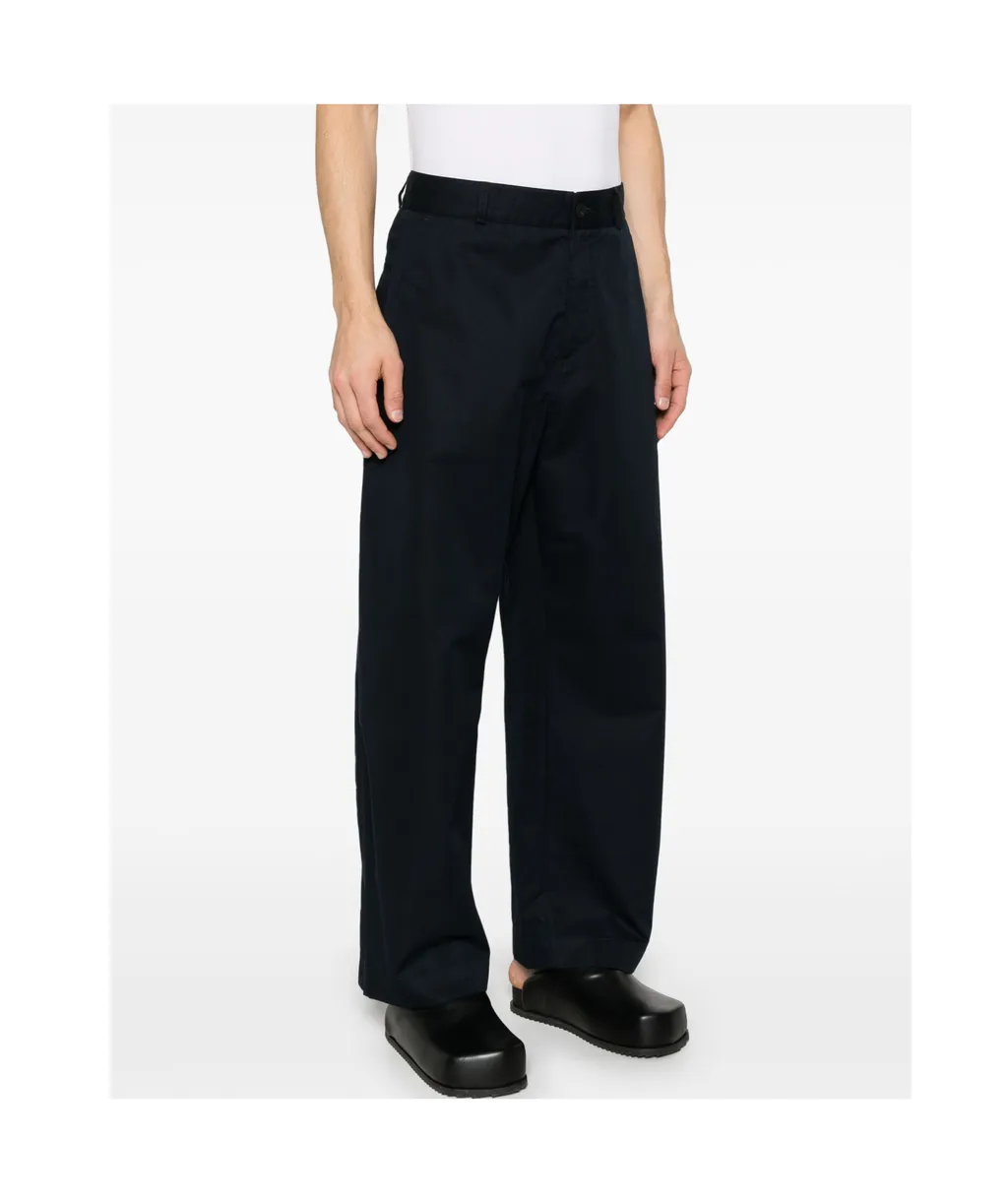 Slim-Fit Curved Leg Trousers
