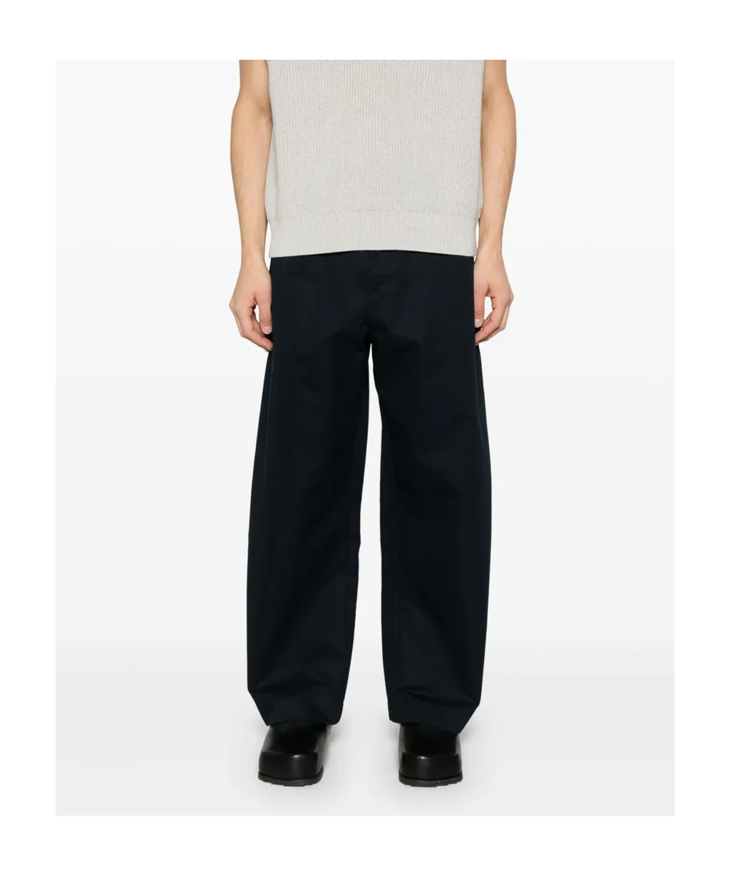 Slim-Fit Curved Leg Trousers