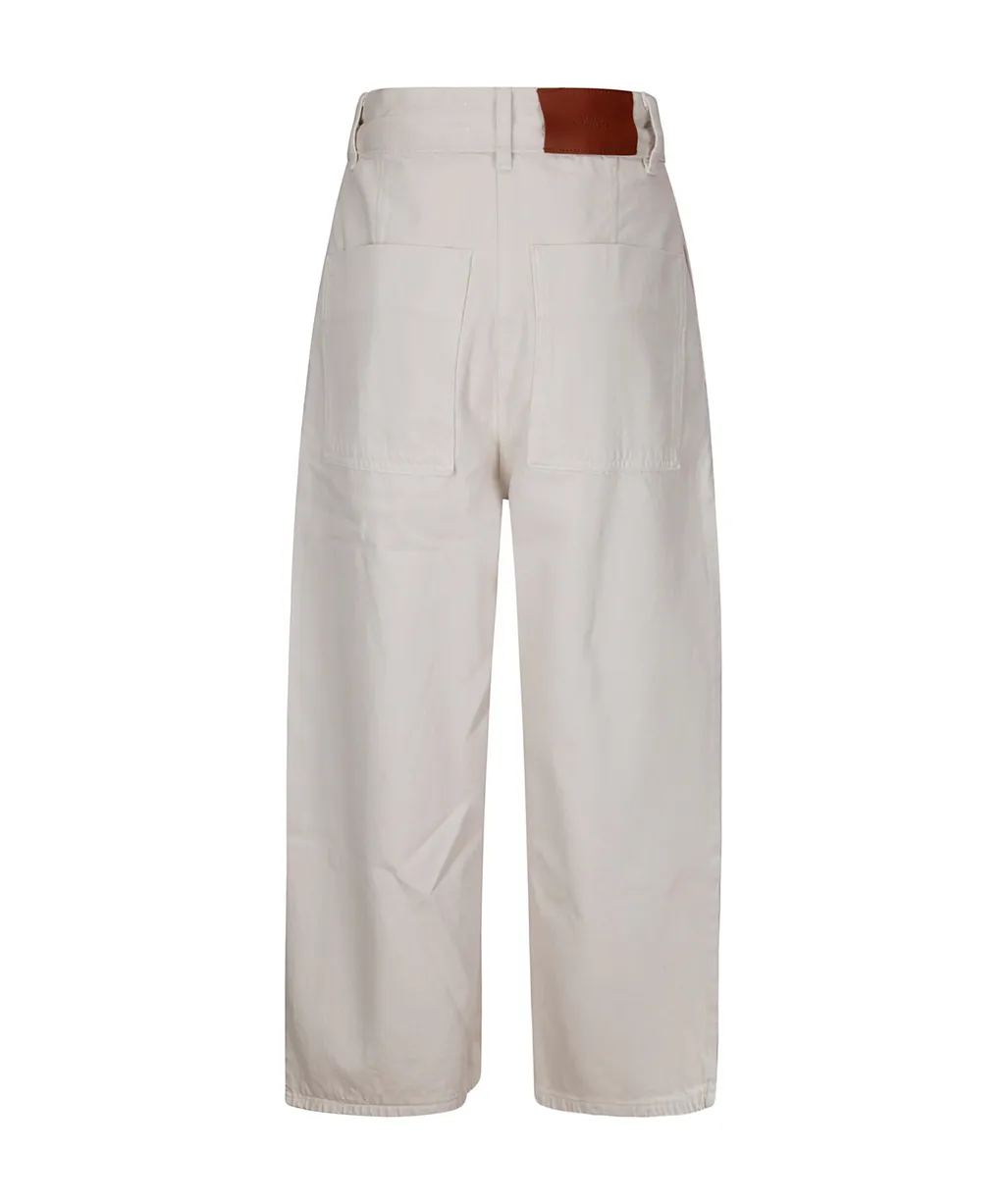 Logo Patch Cropped Wide-Leg Jeans
