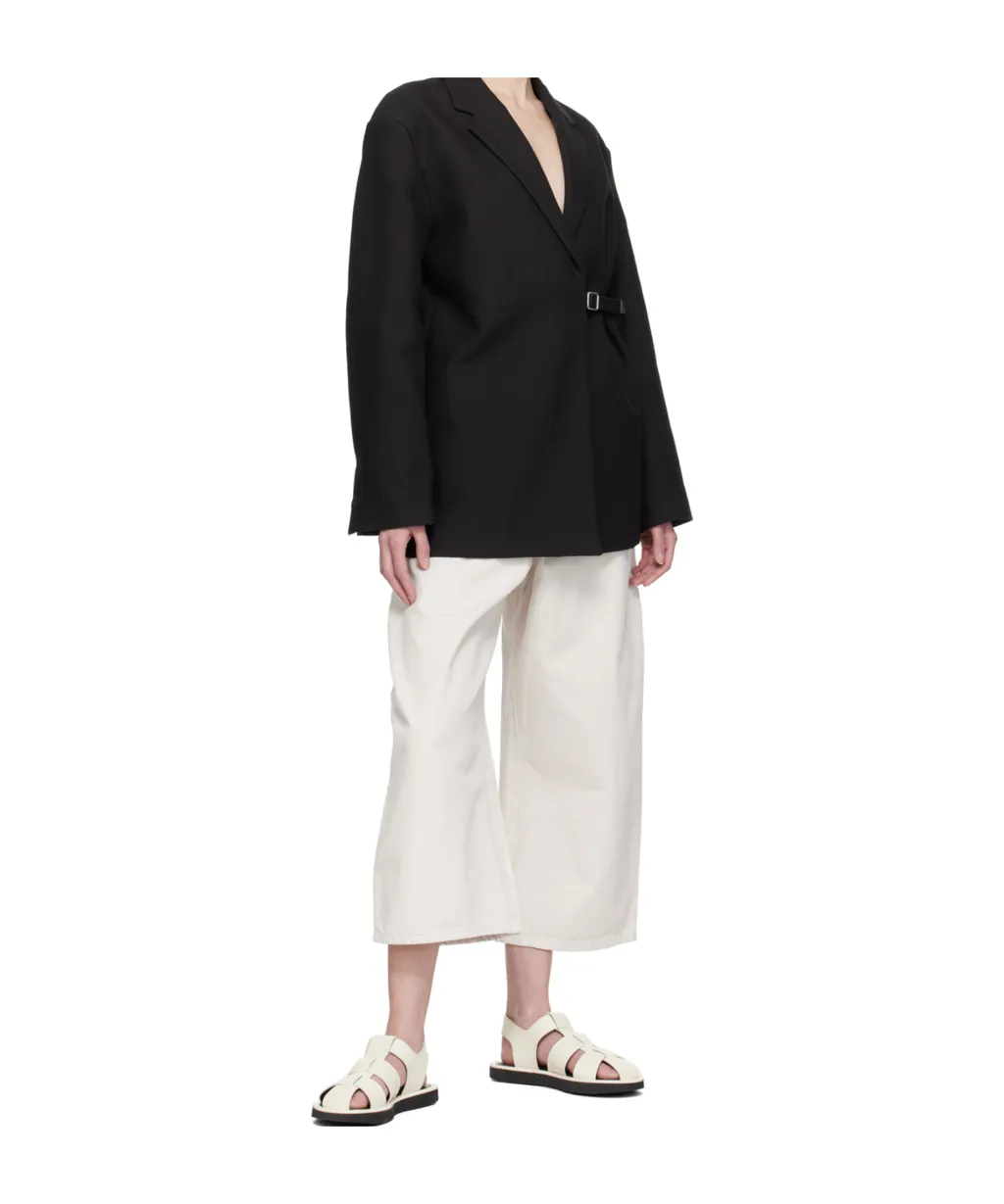 Logo Patch Cropped Wide-Leg Jeans