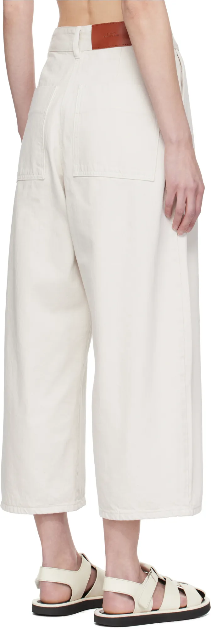 Logo Patch Cropped Wide-Leg Jeans