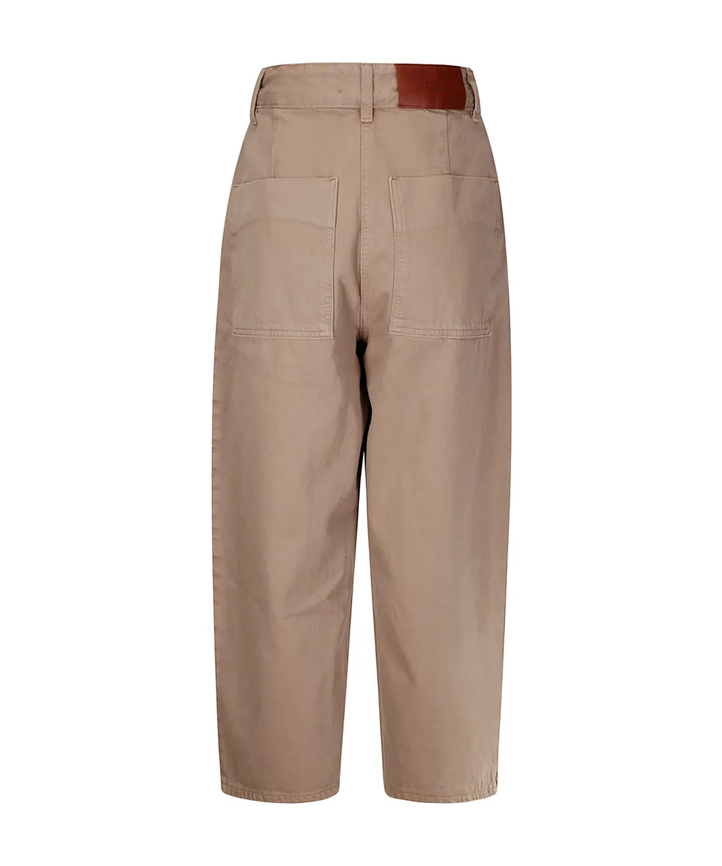 Logo Patch Cropped Wide-Leg Jeans