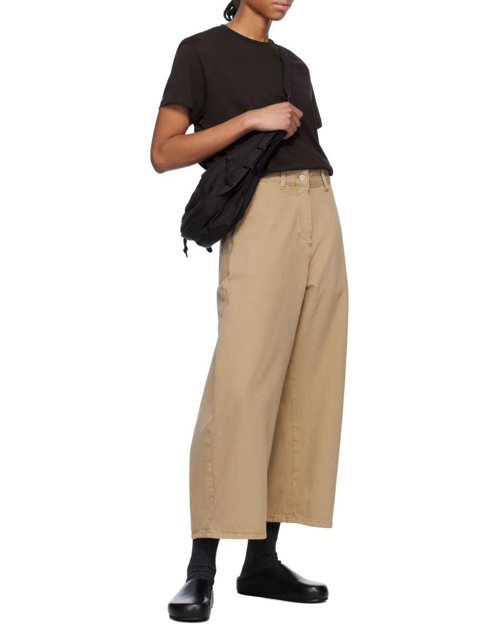 Logo Patch Cropped Wide-Leg Jeans