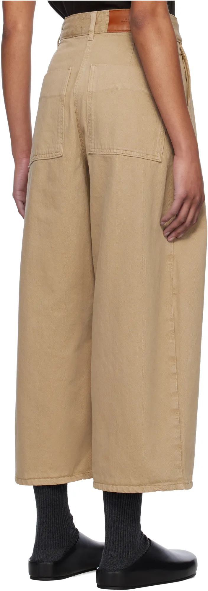 Logo Patch Cropped Wide-Leg Jeans