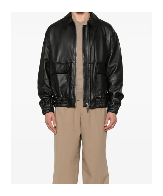 Lapel Zipper Leather Jacket