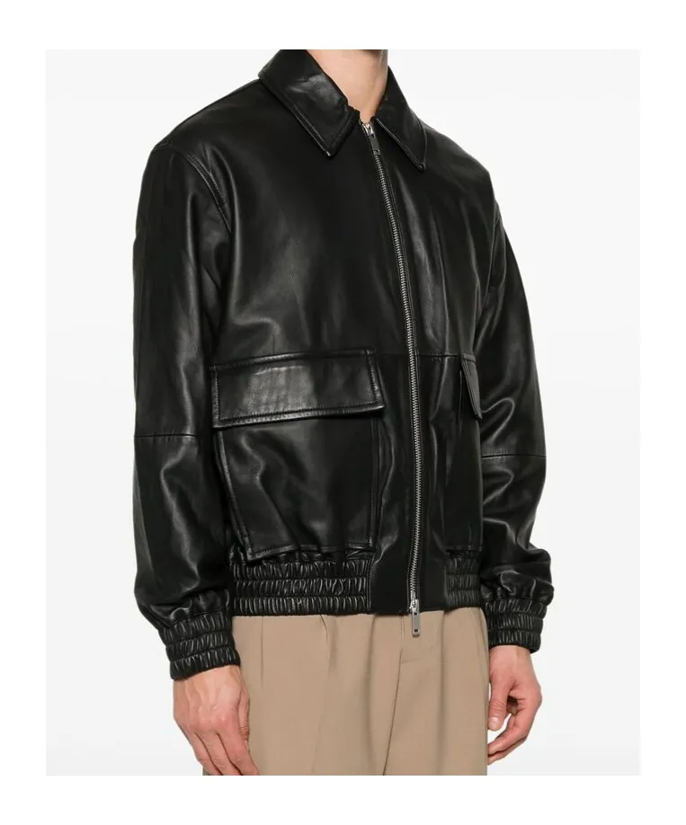 Lapel Zipper Leather Jacket