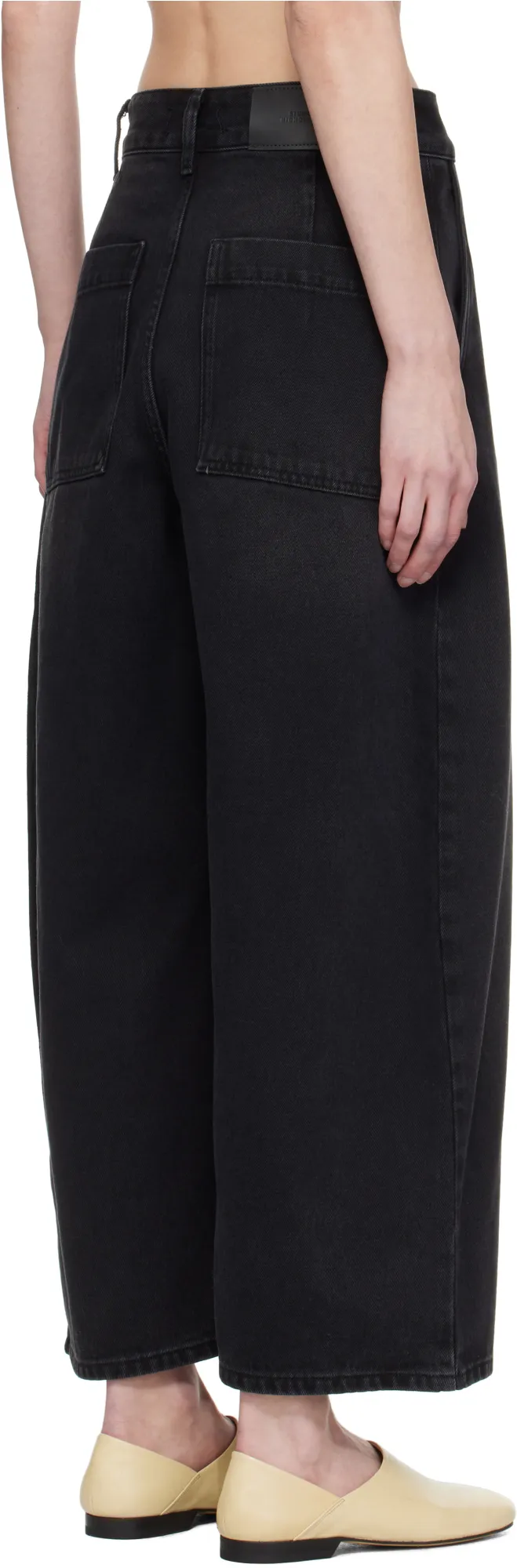 Logo Patch Cropped Wide-Leg Jeans