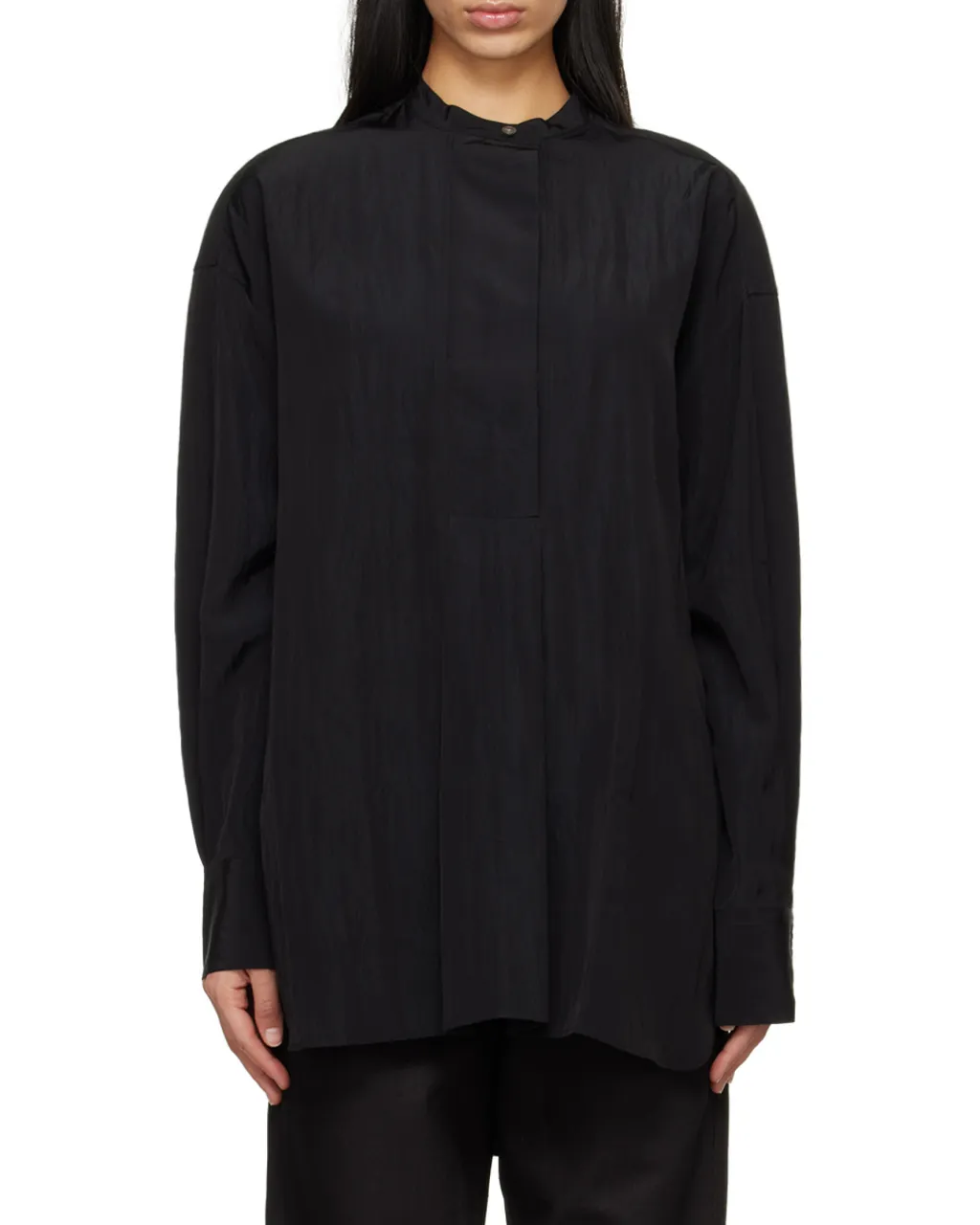 Stand-Collar Long-Sleeved Shirt